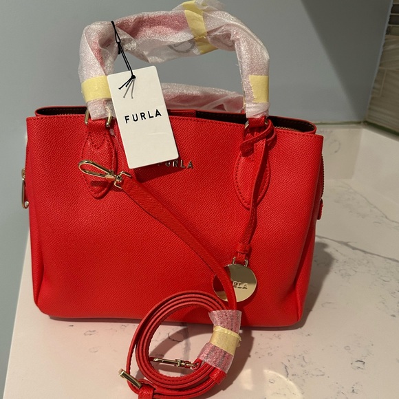 Furla Minerva Leather Satchel Handbag NWT - Picture 5 of 8